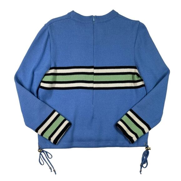 St. John Sport Womens Petite Blue Striped Long Sleeve Top - Picture 7 of 9